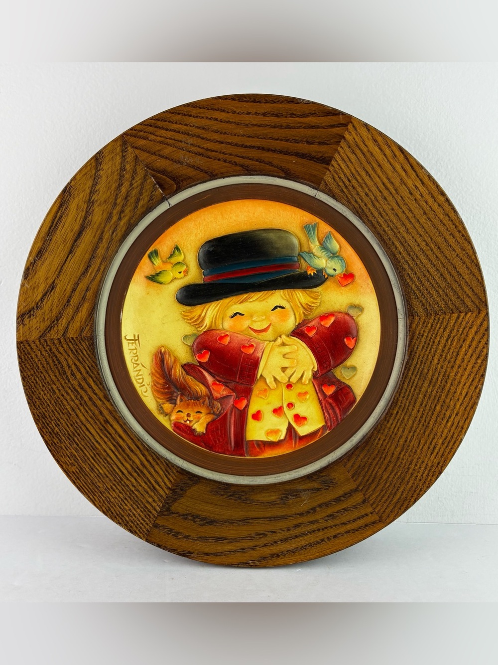 Juan Ferrandiz Vintage 1970’s ANRI Mother’s Day All Hearts Wooden Wall Plaque